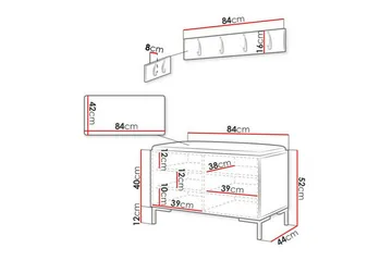 Dunvegan Hallmöbelset 84x44 cm - Vit - Products - Möbler - Hallmöbler - Möbelset för hall & entre