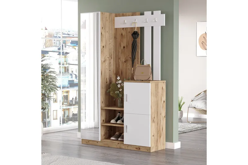 Hialeh Hallmöbelset 38x114 cm - Natur/Vit - Products - Möbler - Hallmöbler - Möbelset för hall & entre