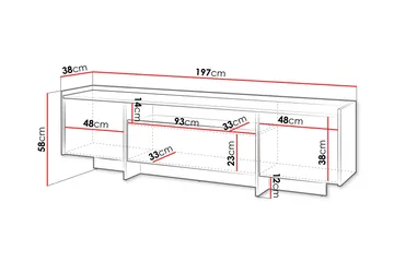 Bellia Tv-skåp 197x38 cm - Grå - Products - Möbler - TV- & Mediamöbler - TV-skåp