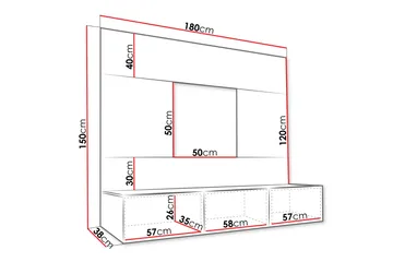 Bernice Tv-skåp 38x150 cm - Vit - Products - Möbler - TV- & Mediamöbler - TV-möbelset