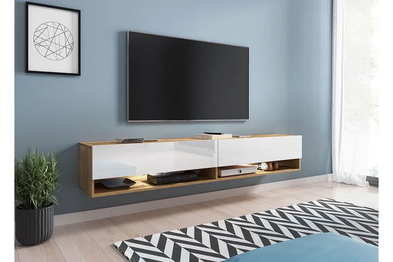Brya Tv-skåp 180 cm - Vit/Natur - Products - Möbler - TV- & Mediamöbler - TV bänk & mediabänk
