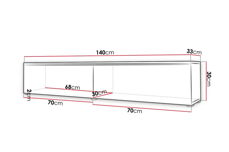 Cuguen TV-bänk 140 cm LED-belysning - Vit/Vit LED - Products - Möbler - TV- & Mediamöbler - TV bänk & mediabänk