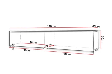 Cuguen Tv-skåp 180 cm Vit LED - Natur - Products - Möbler - TV- & Mediamöbler - TV bänk & mediabänk