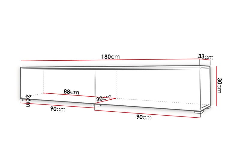 Cuguen Tv-skåp 180 cm Vit LED - Natur - Products - Möbler - TV- & Mediamöbler - TV bänk & mediabänk