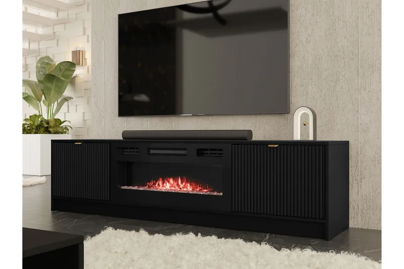 Gudelia Tv-bänk 182 cm - Svart - Products - Möbler - TV- & Mediamöbler - TV bänk & mediabänk