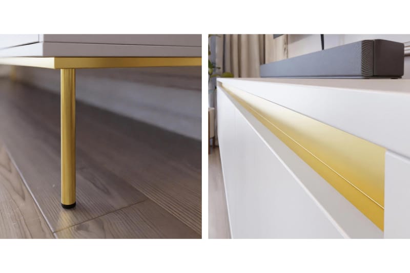Hollander Tv-bänk 150 cm - Vit/Guld - Products - Möbler - TV- & Mediamöbler - TV bänk & mediabänk