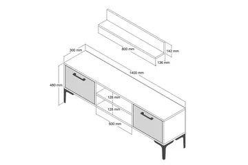 Holter Tv-bänk 140 cm - Valnöt - Products - Möbler - TV- & Mediamöbler - TV bänk & mediabänk