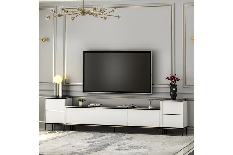 Imaj Tv-bänk 260 cm - Guld/Svart/Vit - Products - Möbler - TV- & Mediamöbler - TV bänk & mediabänk