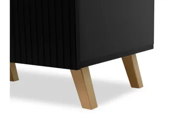 Juniskär Tv bänk med Förvaring + Hyllor 40x52x200 - Svart / Brun / Ribbad - Products - Möbler - TV- & Mediamöbler - TV bänk & mediabänk