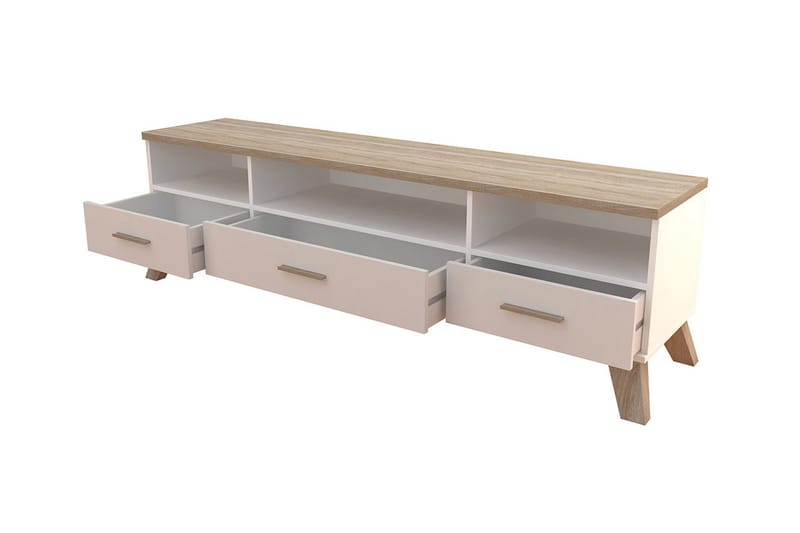 Kardos TV-bänk 180 cm - Vit/Ek - Products - Möbler - TV- & Mediamöbler - TV bänk & mediabänk