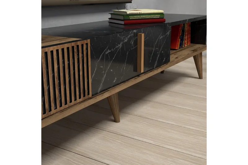 Lissione Tv-bänk 180 cm - Mörkbrun/Svart - Products - Möbler - TV- & Mediamöbler - TV bänk & mediabänk