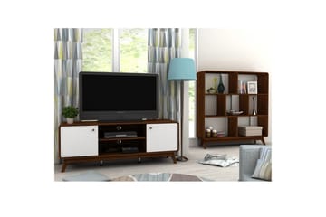 Lowboard Cassie 140x39x53 cm, Valnöt/Vit - 140x39x53 cm, Valnöt/Vit - Products - Möbler - TV- & Mediamöbler - TV bänk & mediabänk