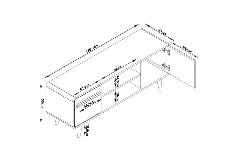 Lowboard Chantal Grå - Grå - Products - Möbler - TV- & Mediamöbler - TV bänk & mediabänk