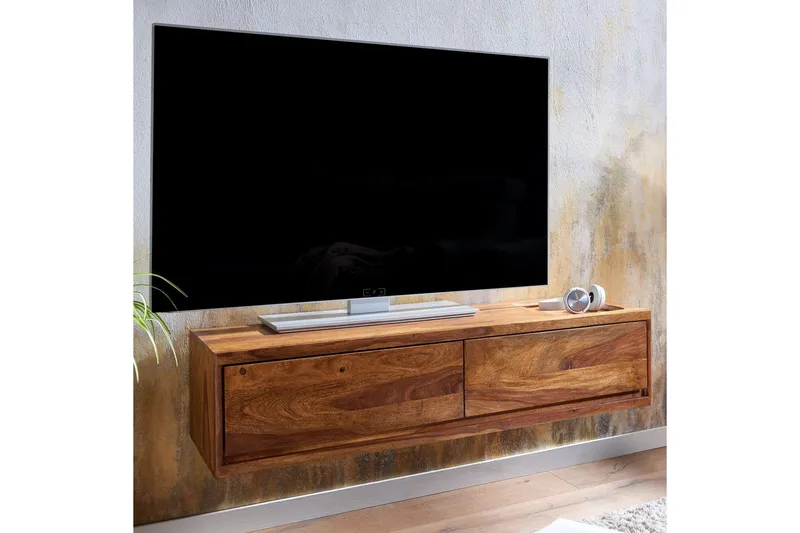 Lowboard Wohnling Massivt trä hängande med 2 lådor lantstil - Products - Möbler - TV- & Mediamöbler - TV-skåp