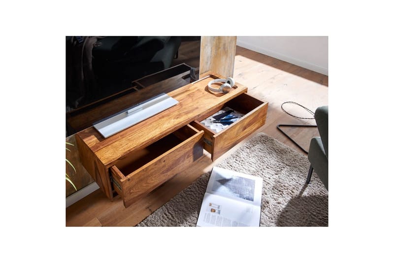 Lowboard Wohnling Massivt trä hängande med 2 lådor lantstil - Products - Möbler - TV- & Mediamöbler - TV-skåp