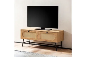 Lowboard Wohnling Melaminbelagd MDF-ekoptik, rottingfront, 2 lådor, metallben Modern - Products - Möbler - TV- & Mediamöbler - TV-skåp