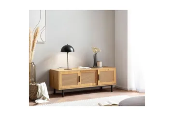 Lowboard Wohnling spånskiva folierad med 2 skjutdörrar, wienflät, modern stil Ek - Ek - Products - Möbler - TV- & Mediamöbler - TV bänk & mediabänk