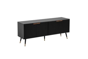 Lowboard Wohnling Spånskiva Svart Folierad med 2 Dörrar Modern Ek med Metallben - Products - Möbler - TV- & Mediamöbler - TV bänk & mediabänk