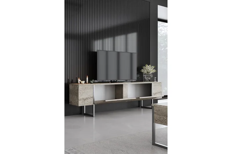 Luxe Tv-bänk 180 cm - Beige/Silver - Products - Möbler - TV- & Mediamöbler - TV bänk & mediabänk
