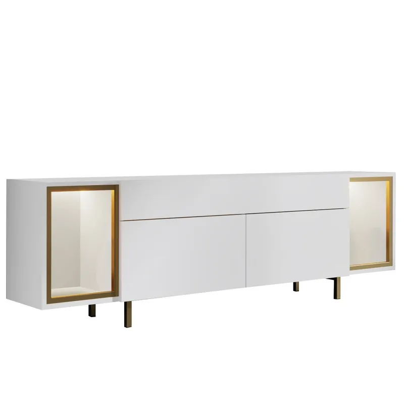 Sosan TV-bänk 180x55x32 cm - Vit och guld - Products - Möbler - TV- & Mediamöbler - TV bänk & mediabänk