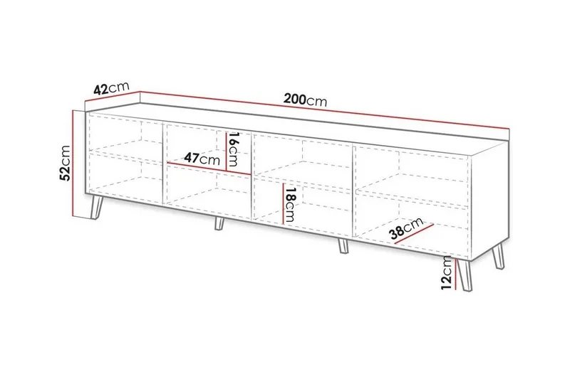 Strontian Tv-skåp 200 cm Scandinavian Choice Black - Products - Möbler - TV- & Mediamöbler - TV-skåp