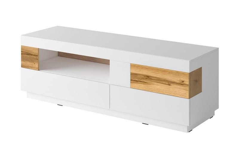 Tomeka TV-bänk 160 cm, Vit/Trä