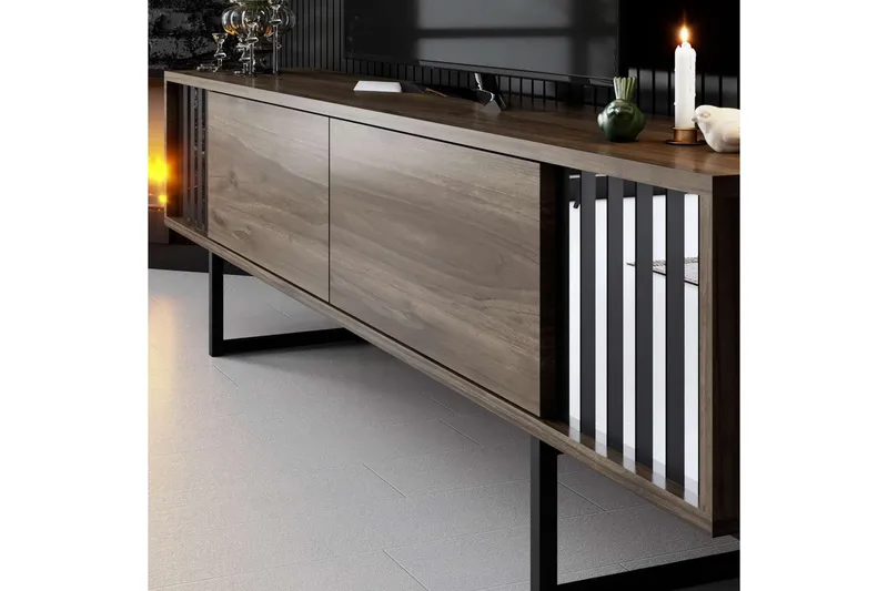 TV-bänk Jeval Valnöt / Svart - Valnöt / Svart - Products - Möbler - TV- & Mediamöbler - TV bänk & mediabänk