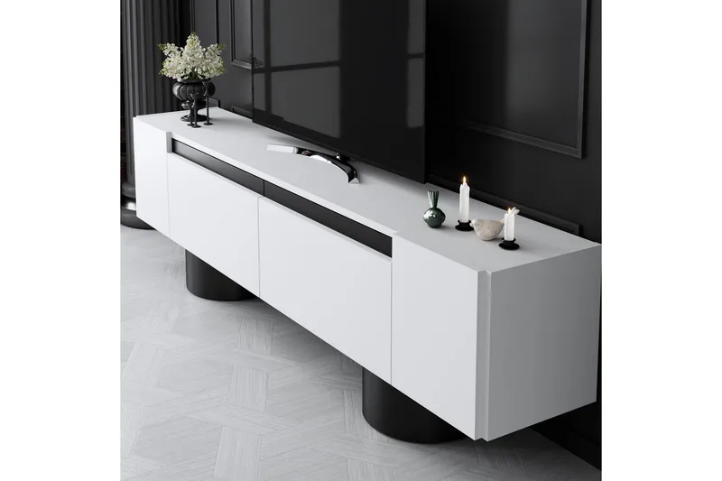 TV-bänk Vit / Svart - Vit / Svart - Products - Möbler - TV- & Mediamöbler - TV bänk & mediabänk