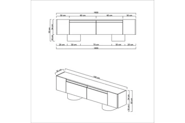 TV-bänk Vit / Svart - Vit / Svart - Products - Möbler - TV- & Mediamöbler - TV bänk & mediabänk
