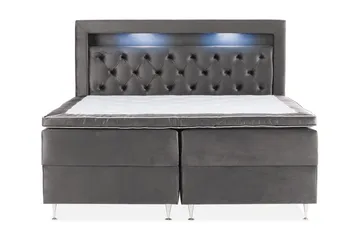 Alessia Komplett Sängpaket med Förvaring LED-belysning 160x200 cm, Mörkgrå