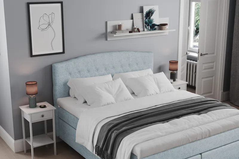 Belda Kontinentalsäng 160x200Medium - Ljusblå - Products - Möbler - Säng - Kontinentalsäng