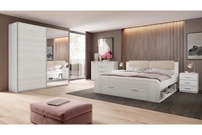 Bovera Sängram 180x200 cm - Askgrå|Vit - Products - Möbler - Säng - Säng med förvaring