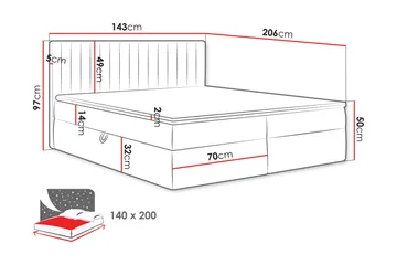 Calrosor Sängpaket Kontinentalsäng med Förvaring 140x200 cm - Blå - Products - Möbler - Säng - Komplett sängpaket
