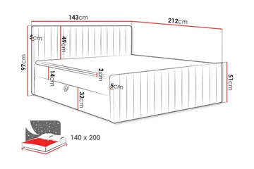 Calrosor Sängpaket Kontinentalsäng med Förvaring 140x200 cm - Svart - Products - Möbler - Säng - Komplett sängpaket