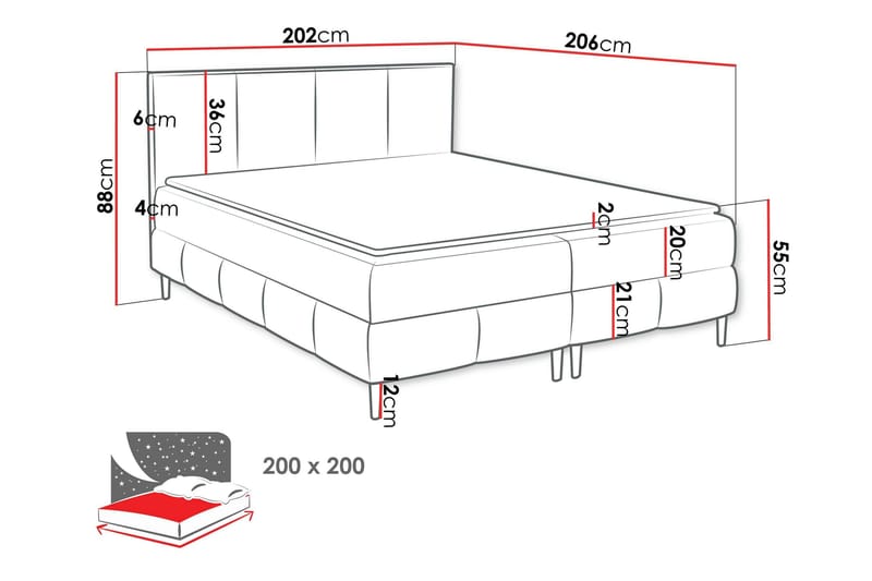 Celestine Förvaringssäng 200x200 cm - Grön - Products - Möbler - Säng - Komplett sängpaket