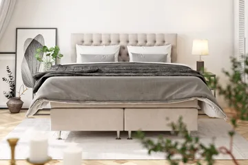 Celine Kontinentalsäng 120x200cm - Beige/Sammet - Products - Möbler - Säng - Kontinentalsäng