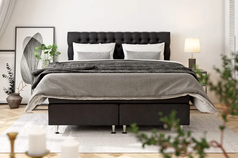 Celine Sängpaket 140x200cm - Svart/Sammet - Products - Möbler - Säng - Kontinentalsäng