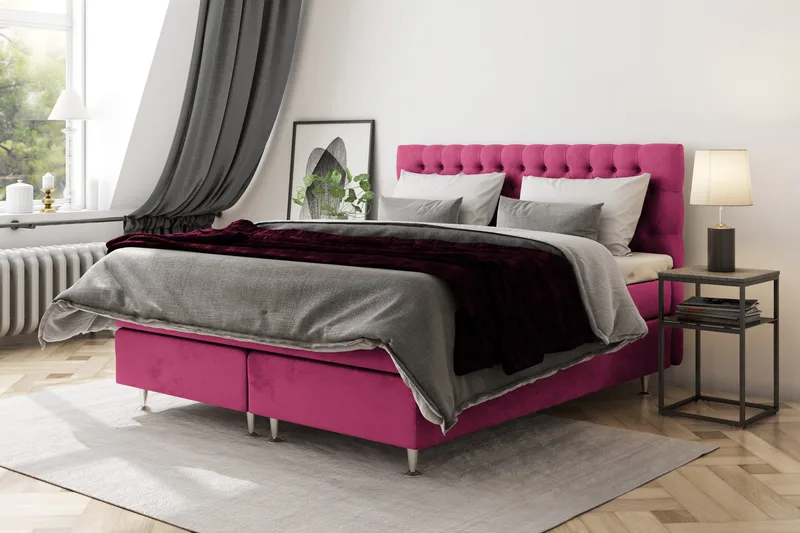 Celine Sängpaket 180x200 cm - Rosa/Sammet - Products - Möbler - Säng - Kontinentalsäng