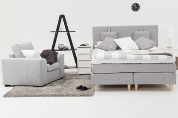 Charleston Kontinentalsäng 160x200 Fast Polyeterskum - Ljusgrå - Products - Möbler - Säng - Kontinentalsäng