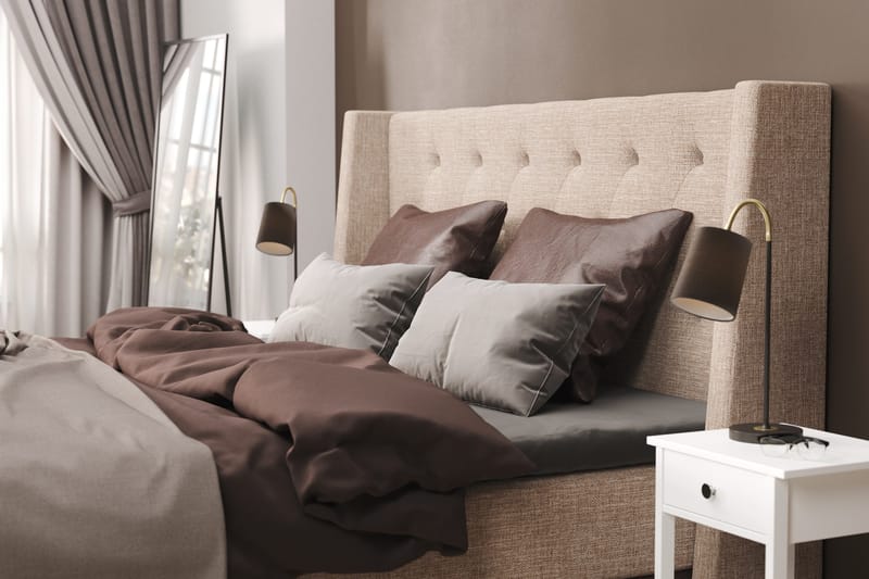 Cuba Sängpaket 105x200 med Två Bruna Kuddar - (+Fler val) Beige/Brun - Products - Möbler - Säng - Kontinentalsäng