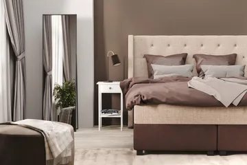 Cuba Sängpaket 160x200 med Två Bruna Kuddar - (+Fler val) Beige/Brun - Products - Möbler - Säng - Kontinentalsäng