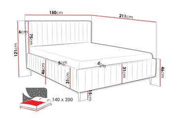 Desio Förvaringssäng 140x200 cm - Röd - Products - Möbler - Säng - Säng med förvaring