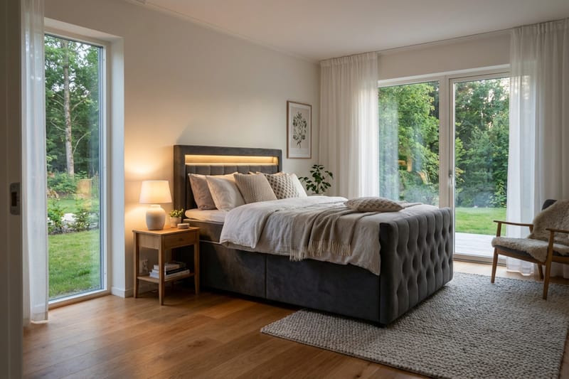 Franco Light Komplett Sängpaket med förvaring LED-belysning 120x200 cm - Grå - Products - Möbler - Säng - Säng med förvaring
