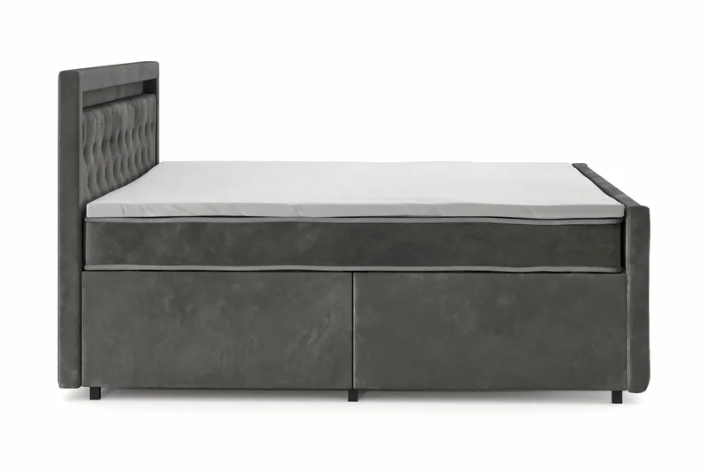 Franco light Komplett Sängpaket med förvaring LED-belysning 180x200 cm - Grå - Products - Möbler - Säng - Säng med förvaring