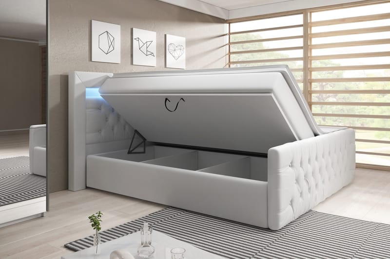Franco Sängpaket med förvaring LED-belysning 140x200 cm - 140x200 Vit (+Fler val) - Products - Möbler - Säng - Säng med förvaring