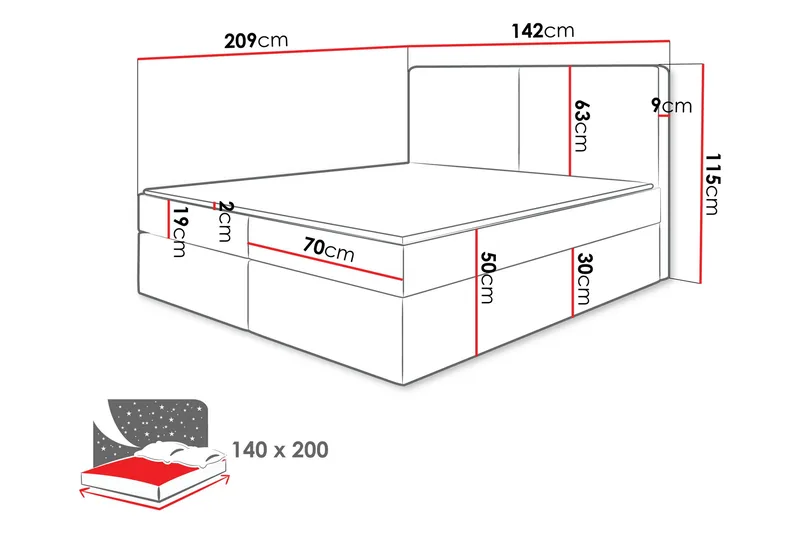 Garris Sängpaket Kontinentalsäng 140x200 cm - Ljusgrå - Products - Möbler - Säng - Komplett sängpaket