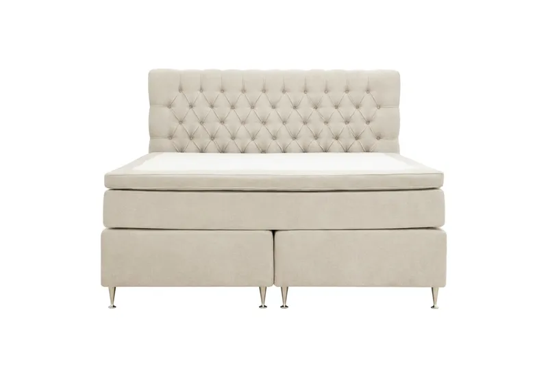 Hilton Lyx Komplett Sängpaket 160x200 cm Kontinentalsäng med knappad sänggavel i chenille - Beige - Products - Möbler - Säng - Kontinentalsäng