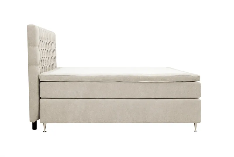 Hilton Lyx Komplett Sängpaket 160x200 cm Kontinentalsäng med knappad sänggavel i chenille - Beige - Products - Möbler - Säng - Kontinentalsäng