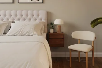Hilton Lyx Komplett Sängpaket 160x200 cm Kontinentalsäng med knappad sänggavel i sammet - Beige / Sammet - Products - Möbler - Säng - Kontinentalsäng
