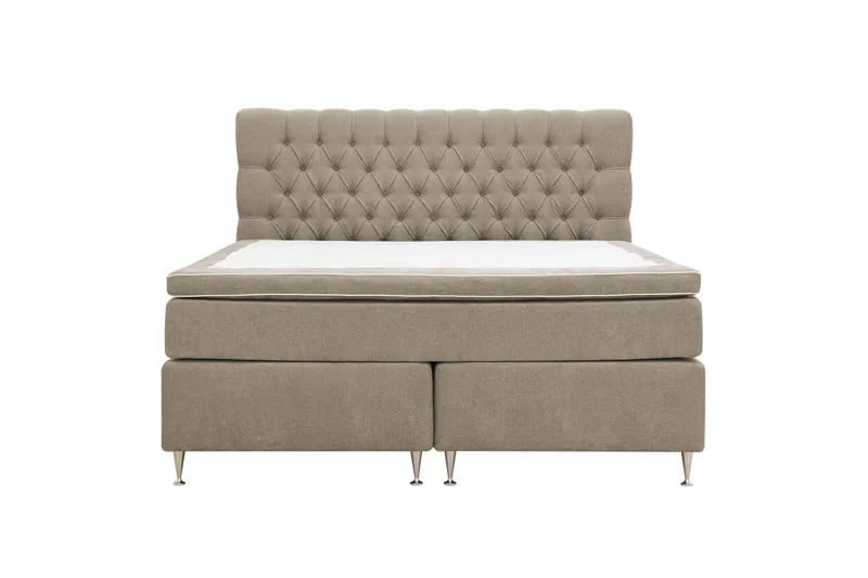 Hilton Lyx Komplett Sängpaket 180x200 cm Kontinentalsäng med knappad sänggavel i chenille, Brun